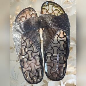 Lauren Lorraine Women's Black Jelly Sandals Size XL New In Box